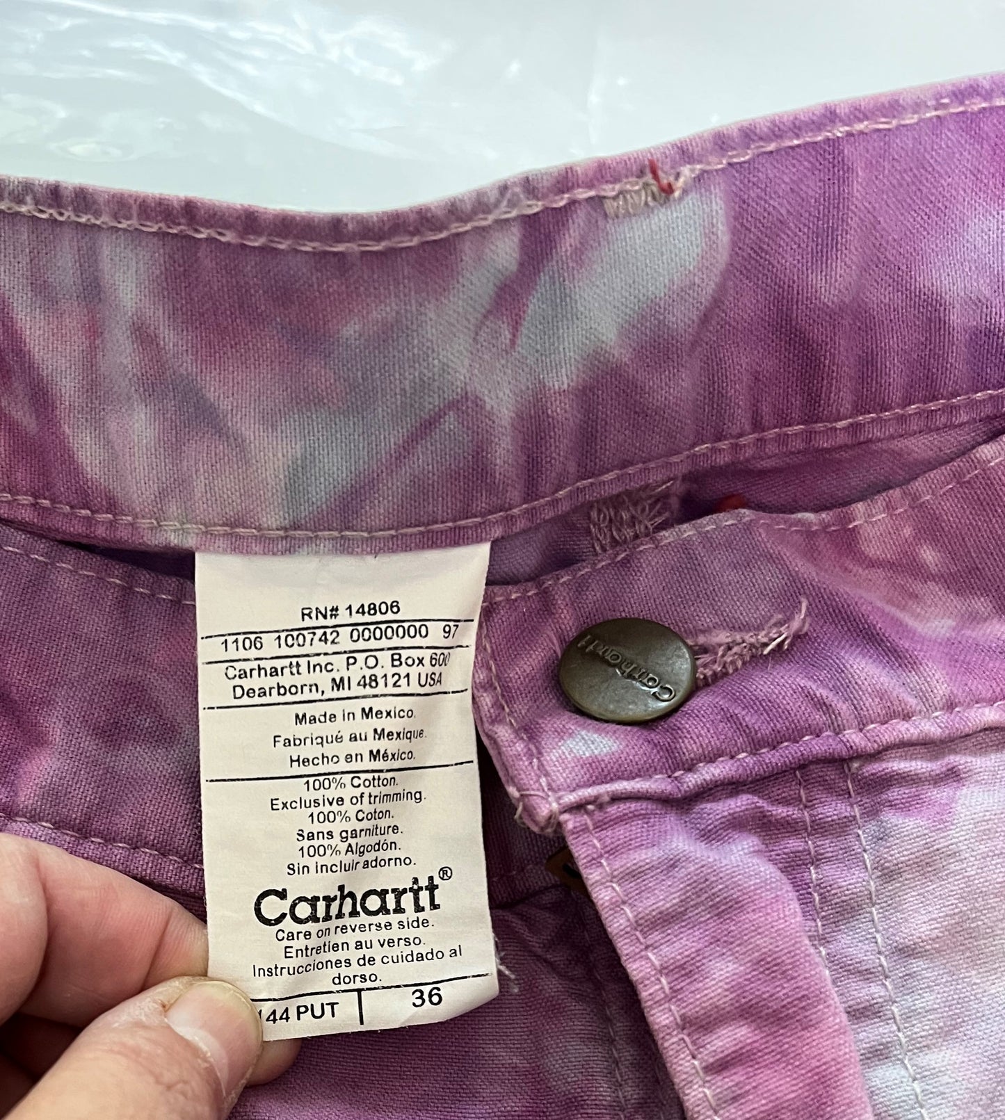 Tie Dyed Carhartt Shorts size 36