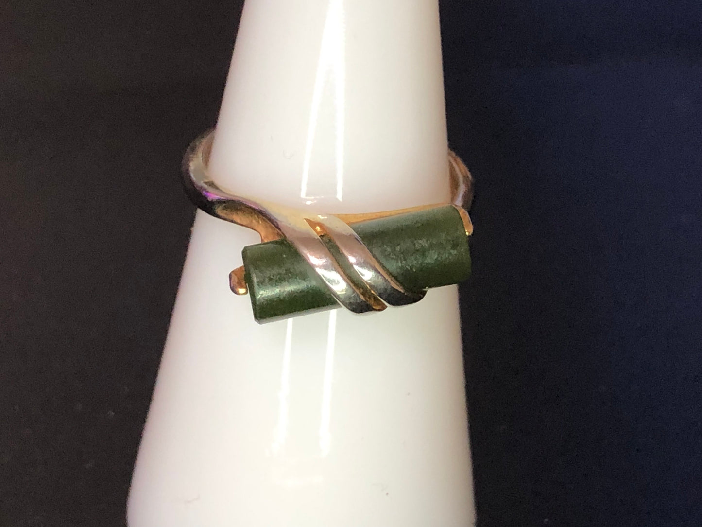 Two toned Silver and  Gold and Jade Ring