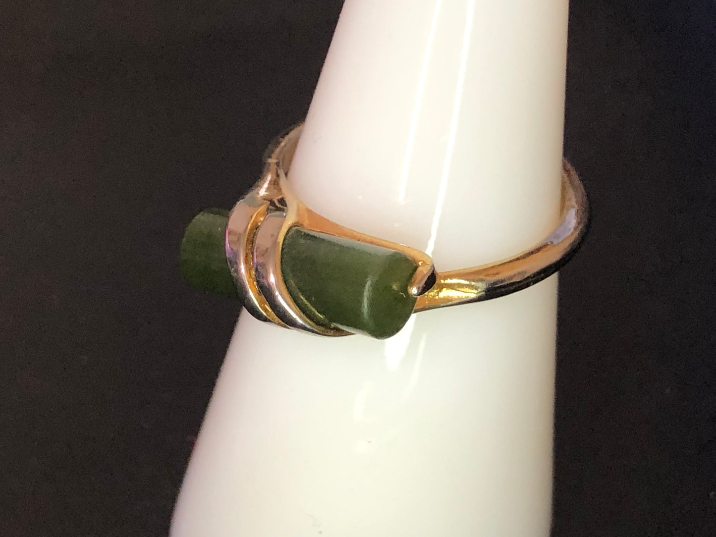 Two toned Silver and  Gold and Jade Ring