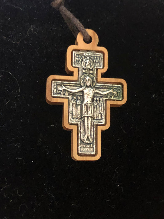 Silver and Wood Crucifix Vintage