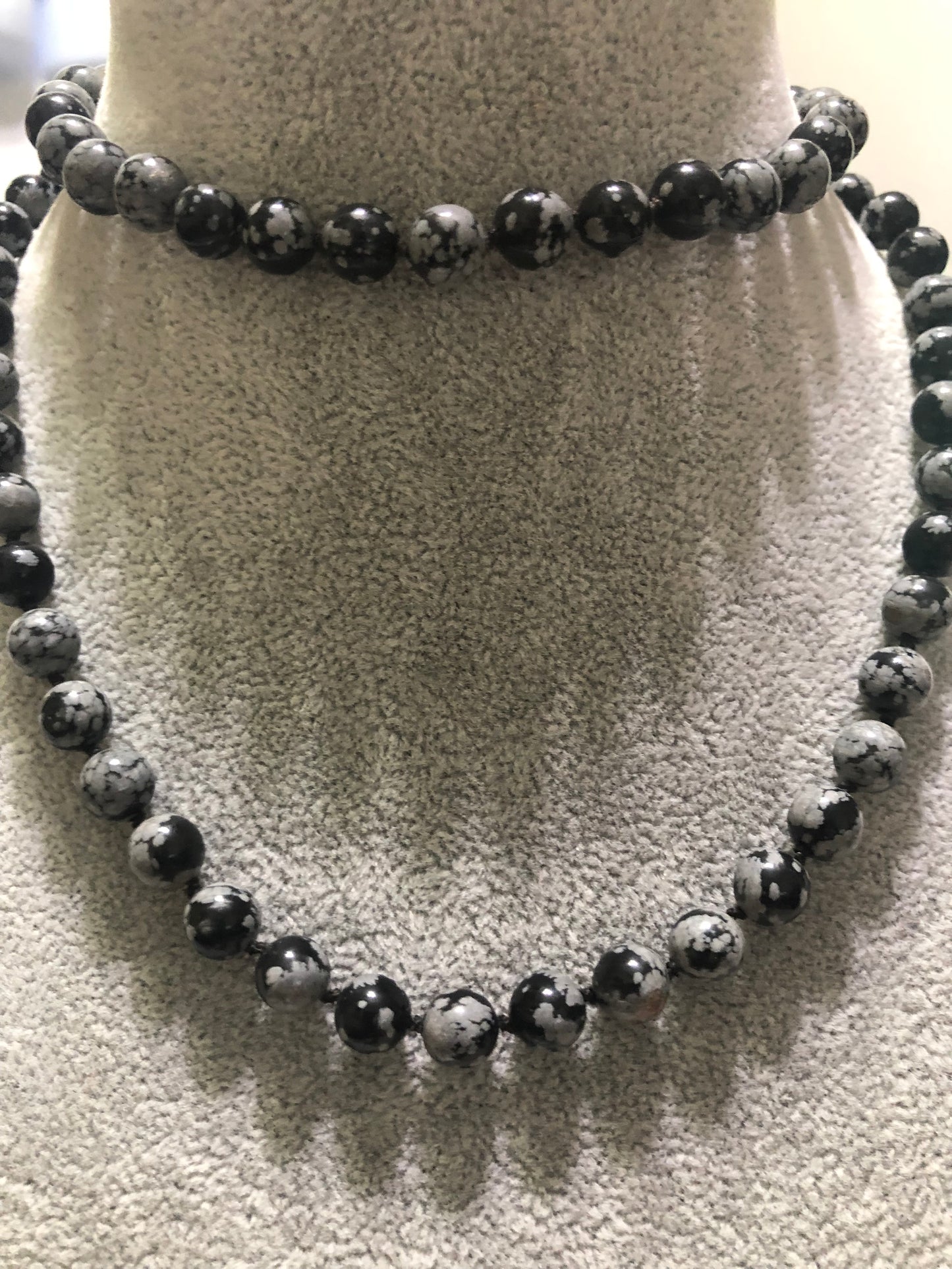 Snowflake Obsidian Beaded Necklace