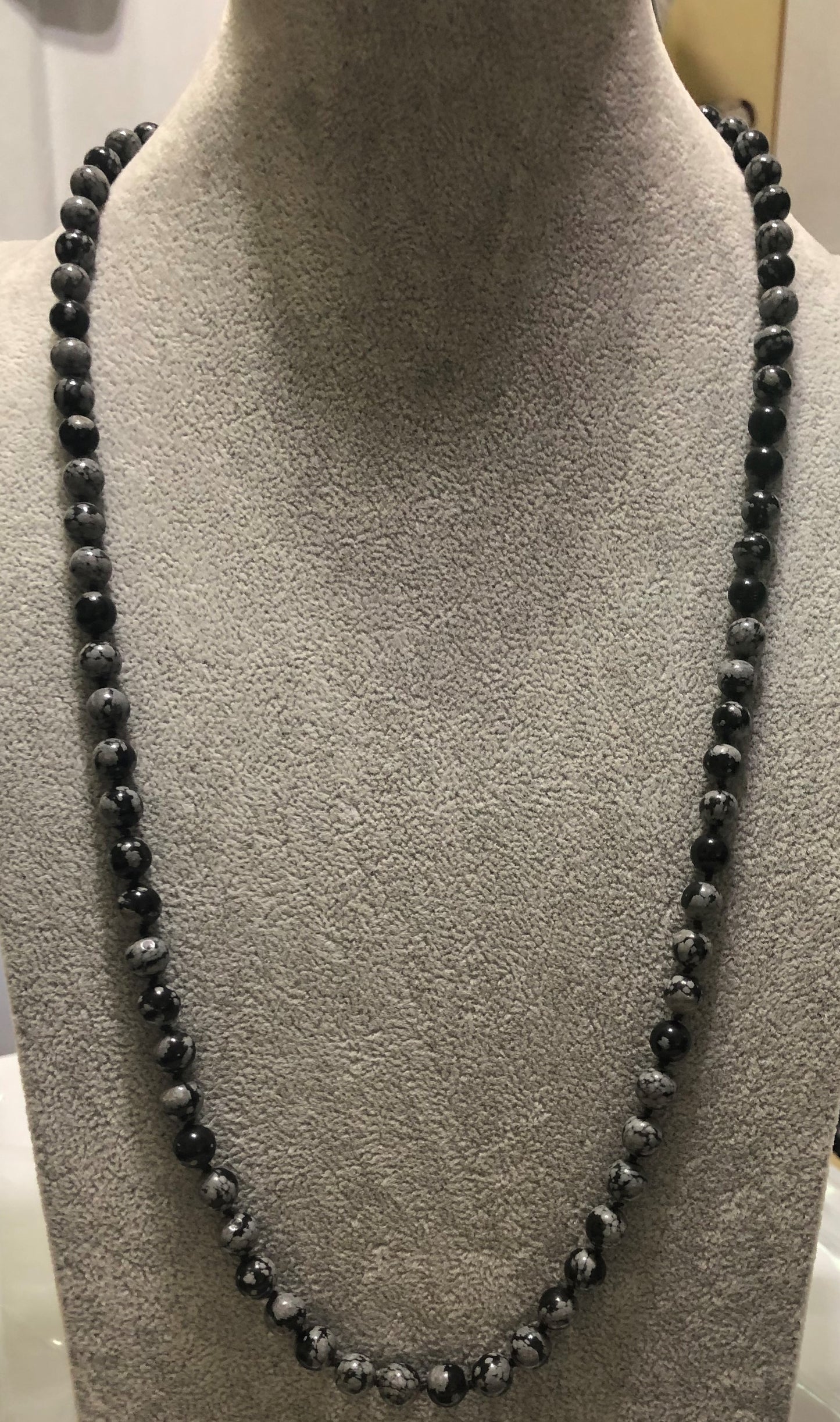 Snowflake Obsidian Beaded Necklace