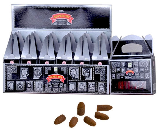 Satya Super Hit Backflow Incense Cones - 24 Cones Pack