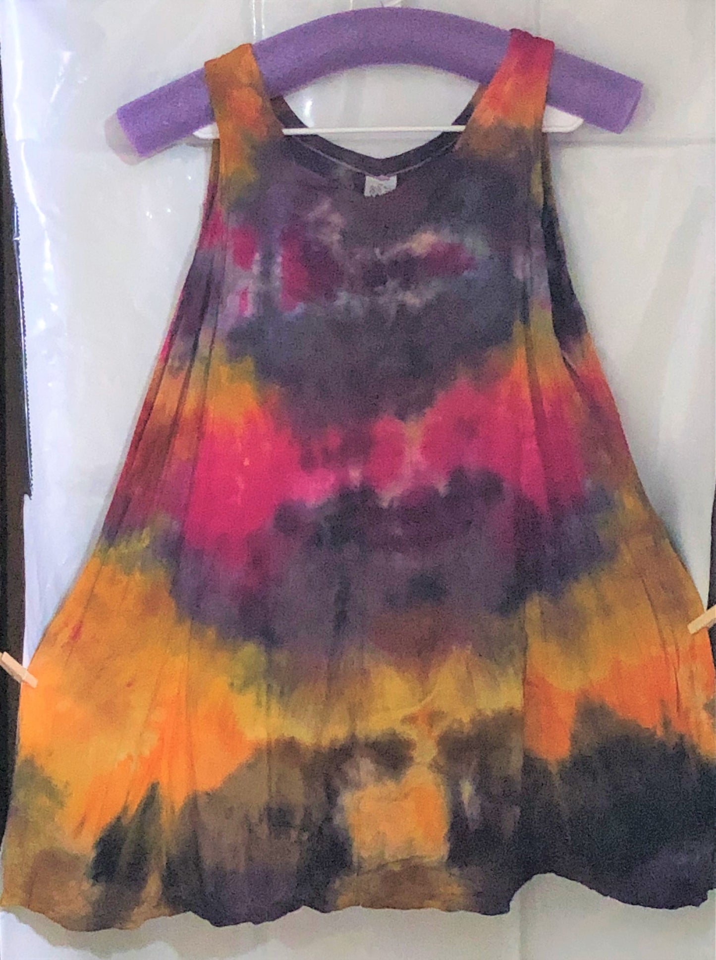 Rayon Tank Short Dress or Top with Ties in the back -  Tie Dyed - Hippie/Boho