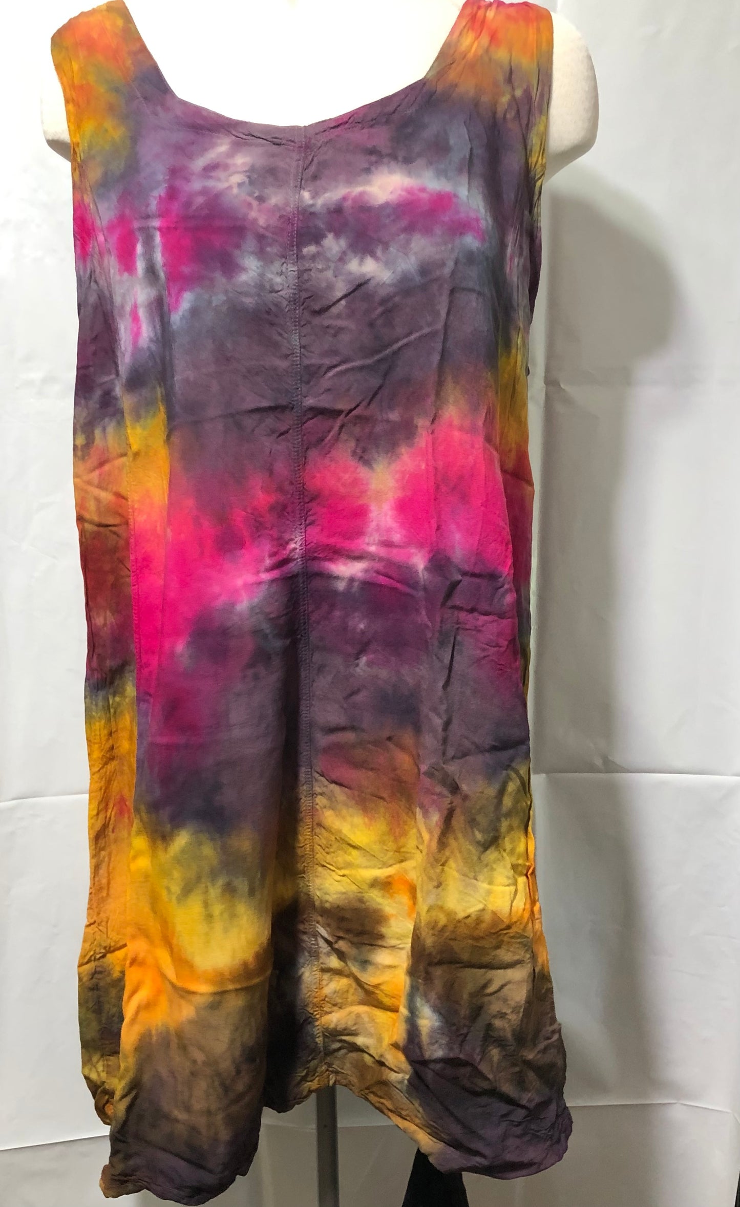 Rayon Tank Short Dress or Top with Ties in the back -  Tie Dyed - Hippie/Boho