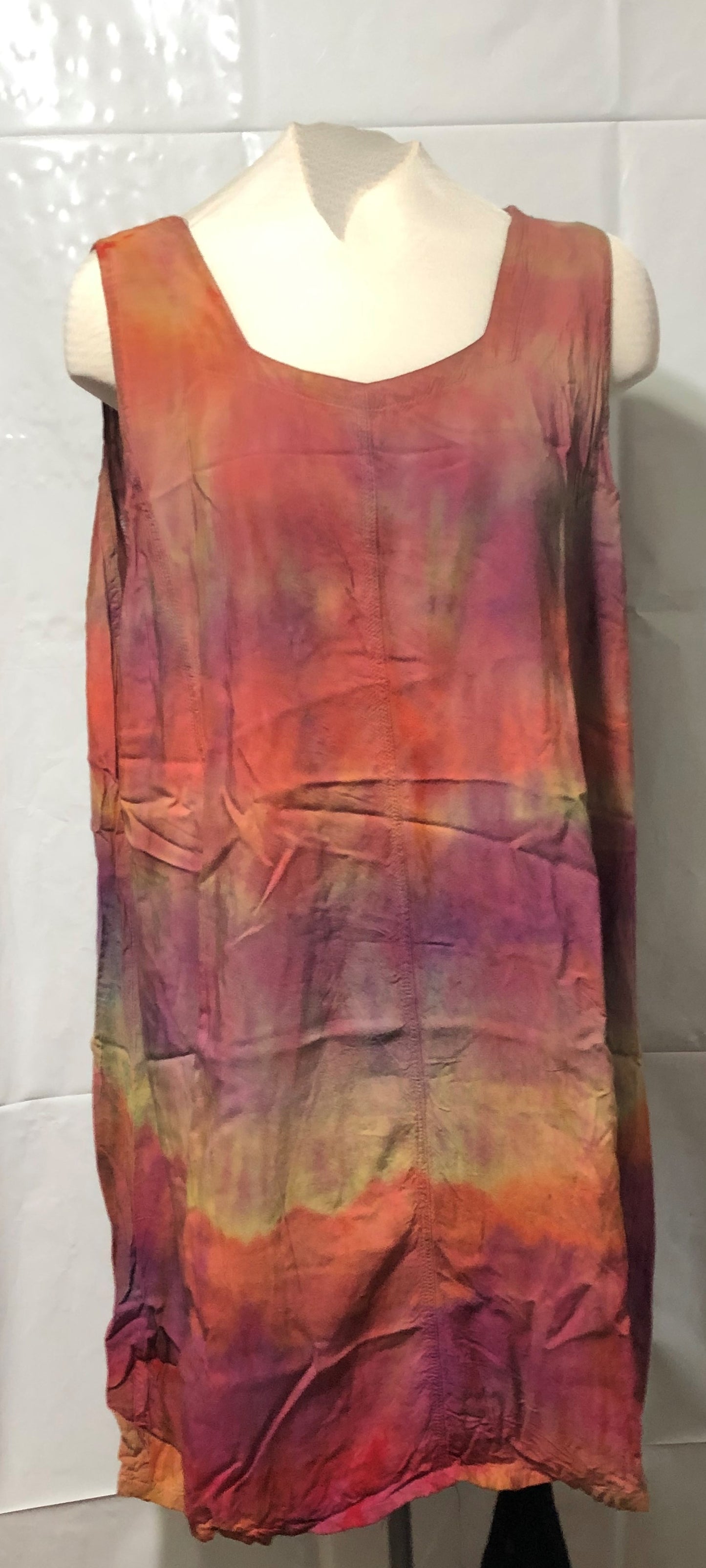 Rayon Tank Short Dress or Top with Ties in the back -  Tie Dyed - Hippie/Boho