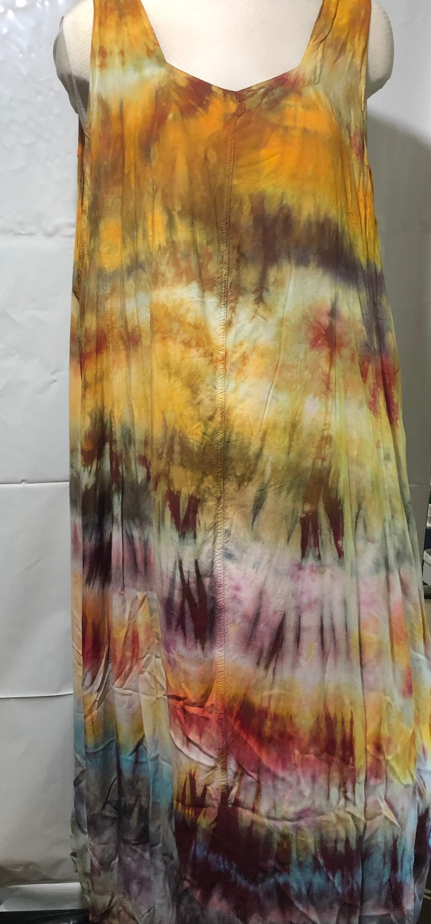 Tie Dyed! Tank Top Dress 100% Rayon with ties in the back