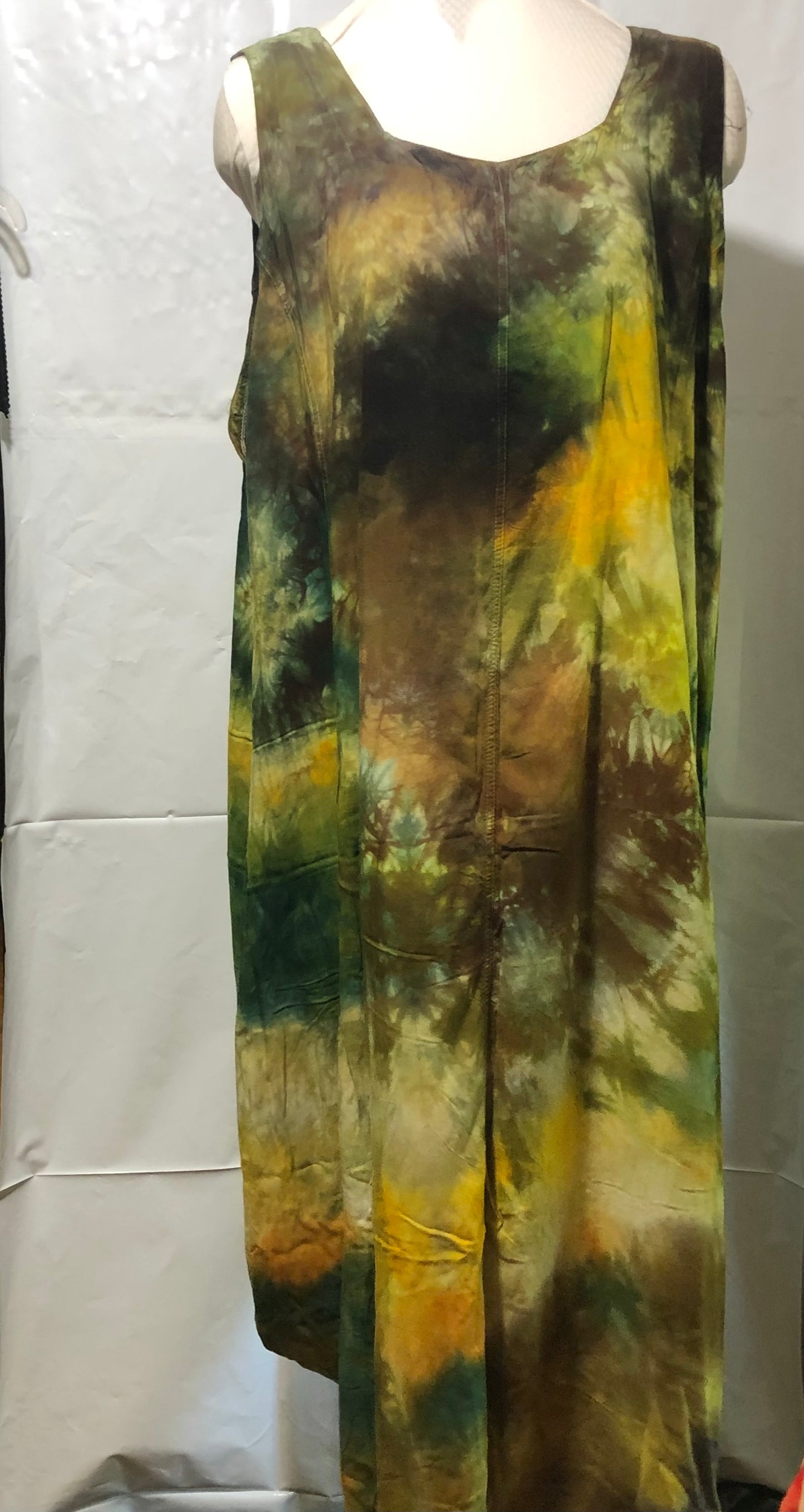 Tie Dyed! Tank Top Dress 100% Rayon with ties in the back