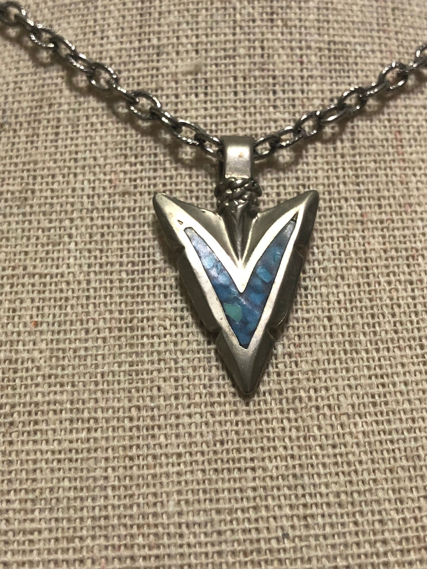 Turquoise and Silver Arrow Head Necklace