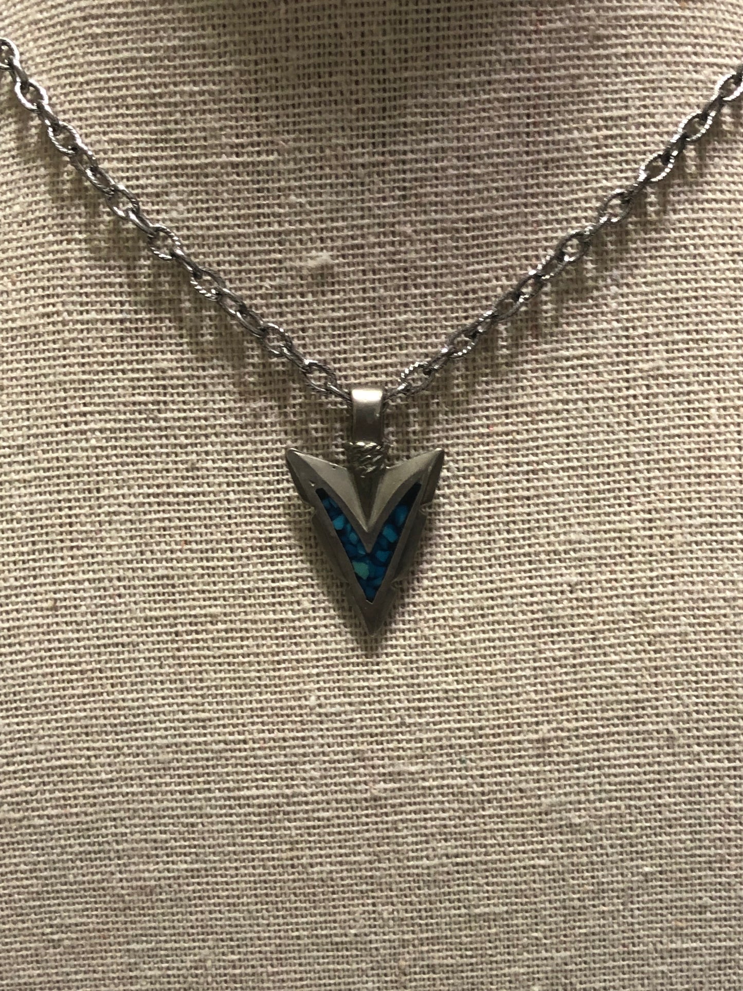 Turquoise and Silver Arrow Head Necklace