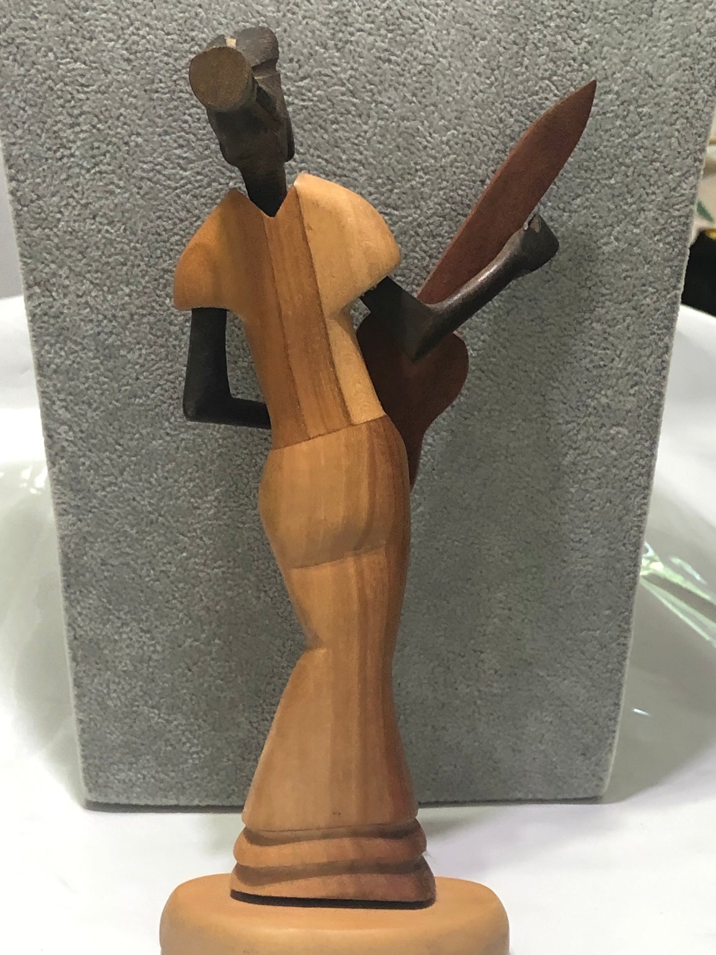 African Woman Musician Hand Carved