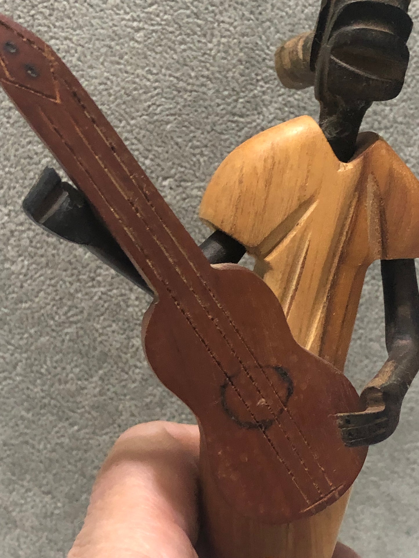 African Woman Musician Hand Carved