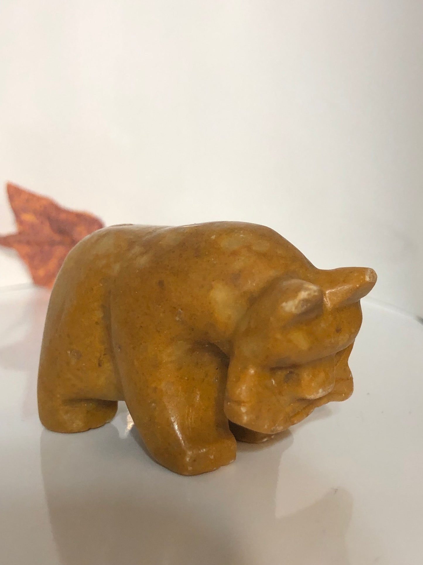 Hand Carved Yellow Jasper Bear Totem