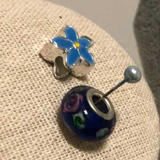 Bead and blue flower Charm