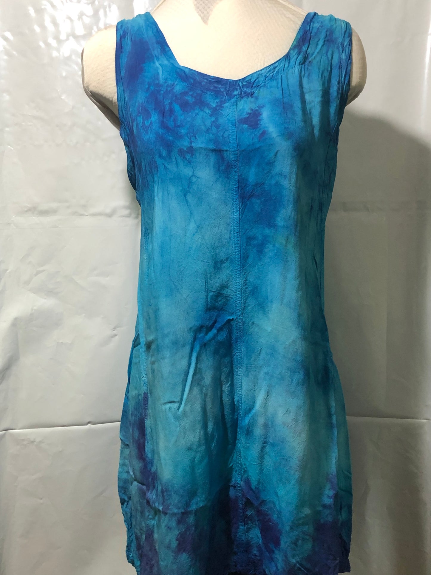 Rayon Tank Short Dress or Top with Ties in the back -  Tie Dyed - Hippie/Boho