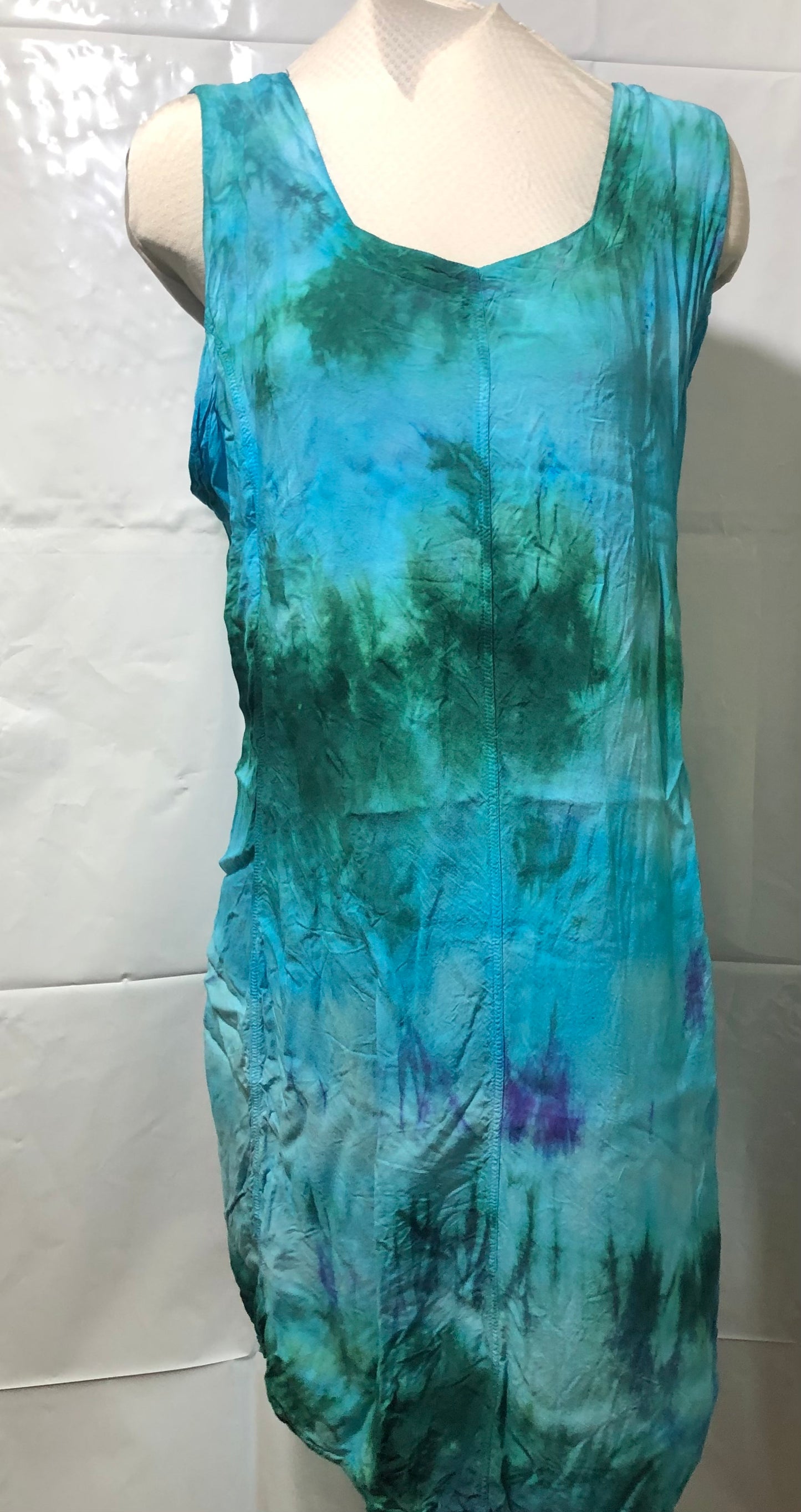 Rayon Tank Short Dress or Top with Ties in the back -  Tie Dyed - Hippie/Boho