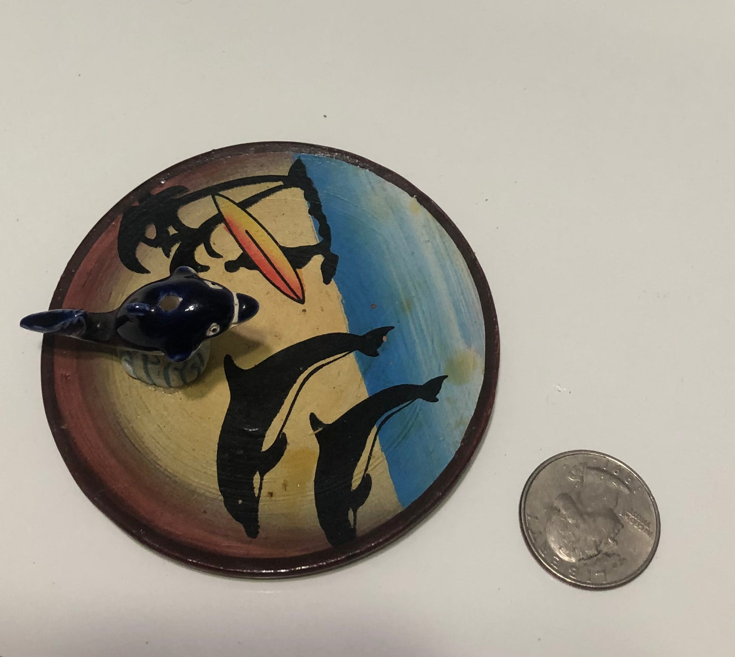 Dolphin Incense Burner Hand Painted