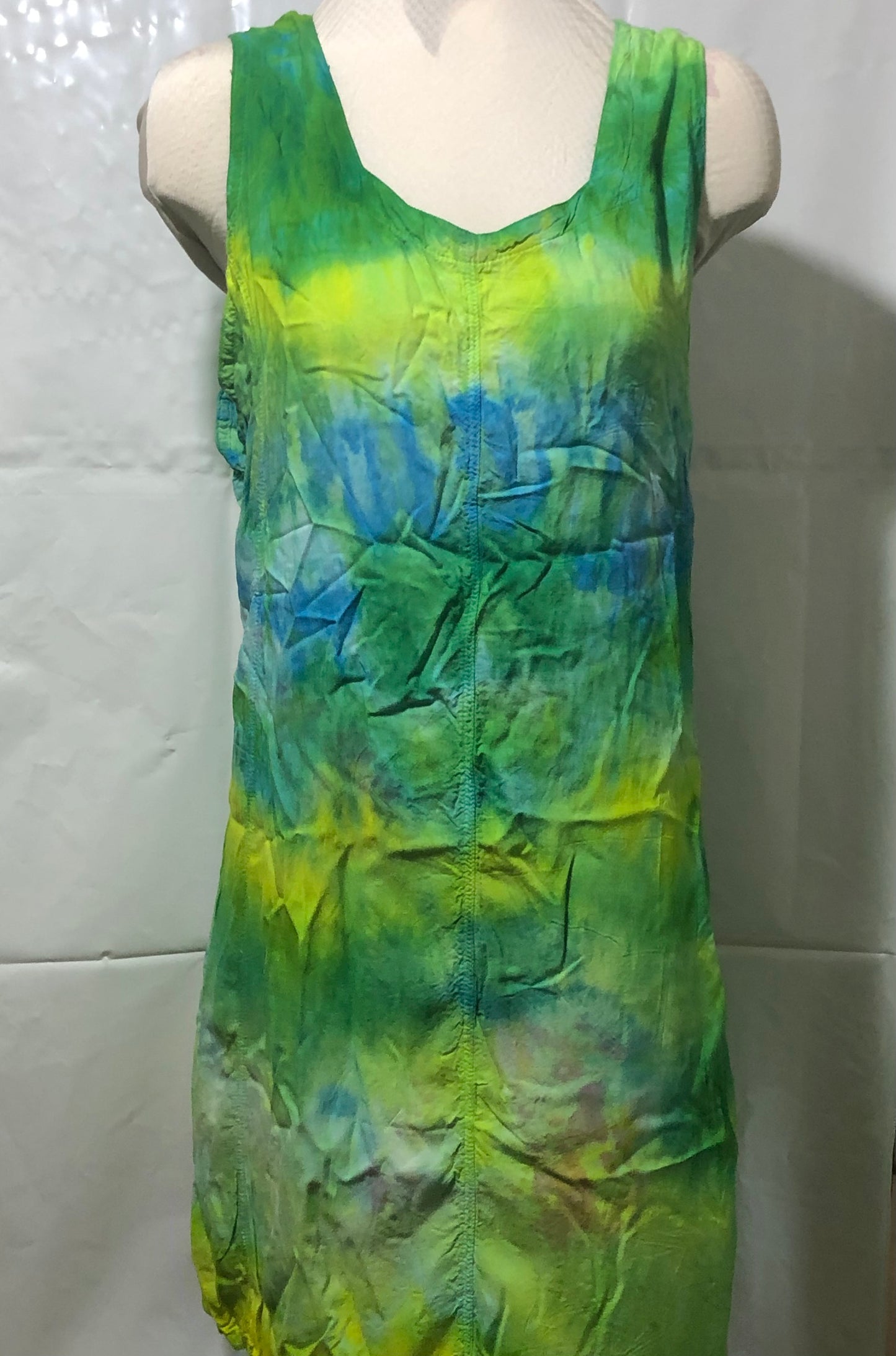 Rayon Tank Short Dress or Top with Ties in the back -  Tie Dyed - Hippie/Boho